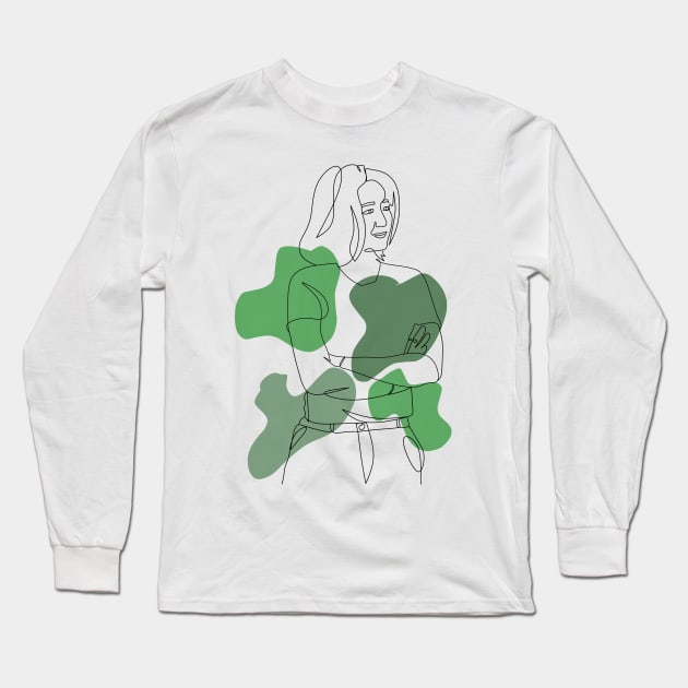 Line continuous art of a woman Long Sleeve T-Shirt by opiro